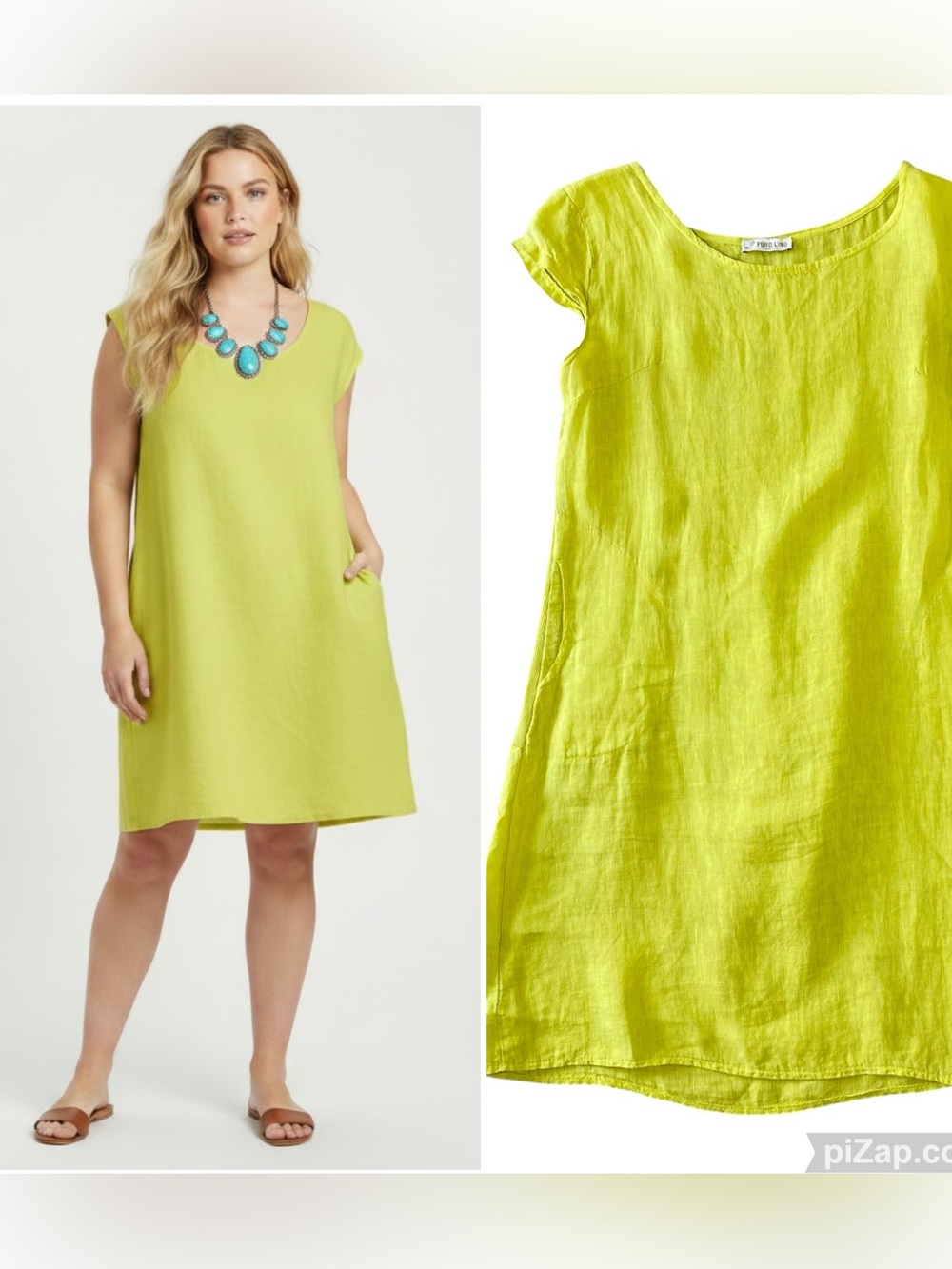PURO LINO Linen Chartreuse Dress